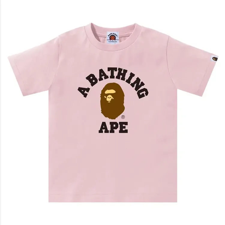 Детская футболка BAPE в стиле "колледж" (розовая)