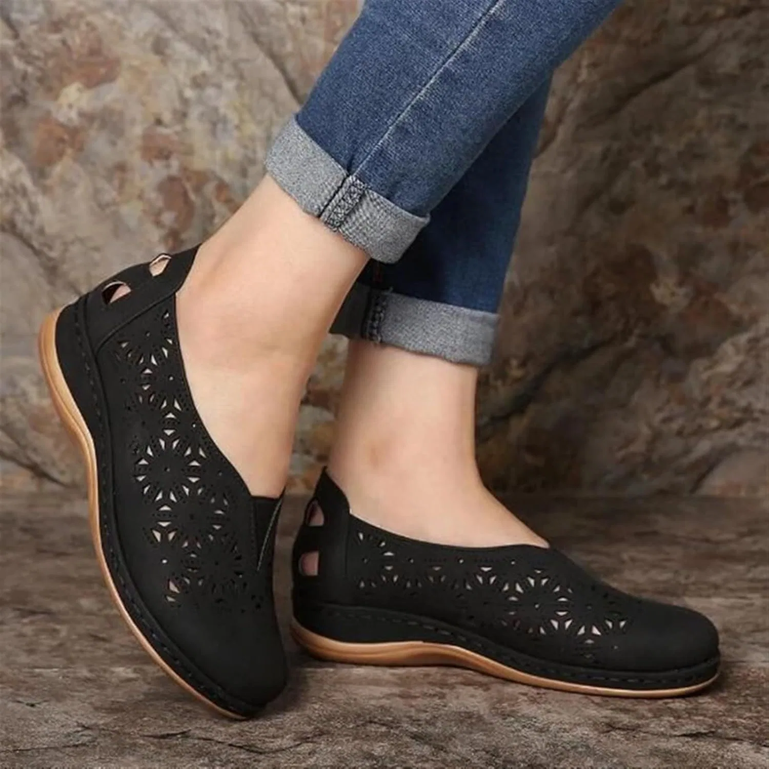 Лоферы женские Hollow Out, Black Gikleihwy — фото 2
