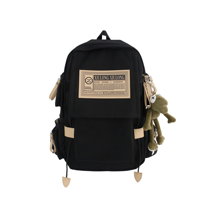 

GOX Нейлоновый рюкзак унисекс синий красный черный белый, Black (with Charm)