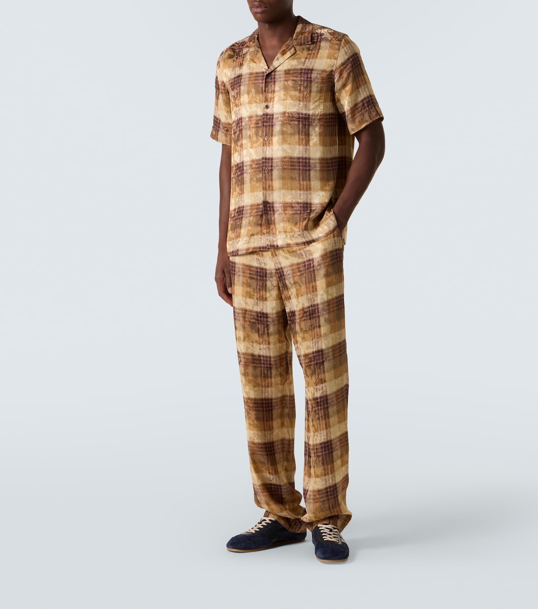 Рубашка для боулинга из жаккарда в клетку Dries Van Noten, желто-коричневый — фото 2