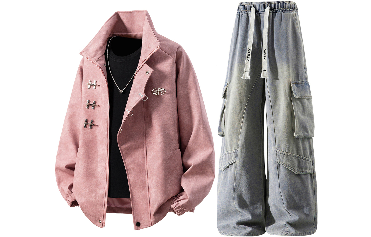 

Повседневная спортивная одежда Unisex с лацканом Moderate X1617, розовый top+желтый mud jeans