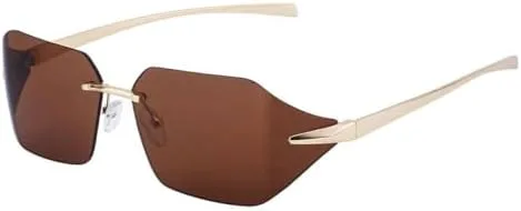 

Солнцезащитные очки в стиле панк без оправы, прямоугольные, для женщин, модные, с металлической оправой, для мужчин, ретро, ​​с круговой оправой MTZJH, C5goldbrown