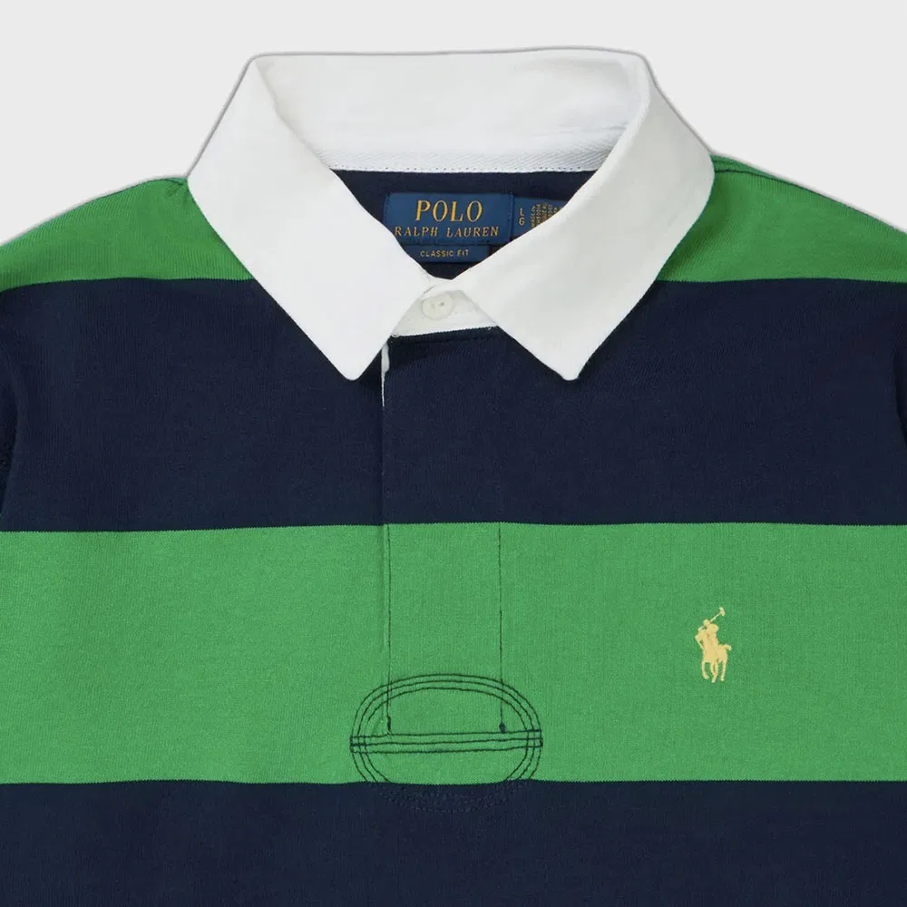 Мужская классическая футболка-регби в полоску тёмно-синяя от Polo Ralph Lauren — фото 3