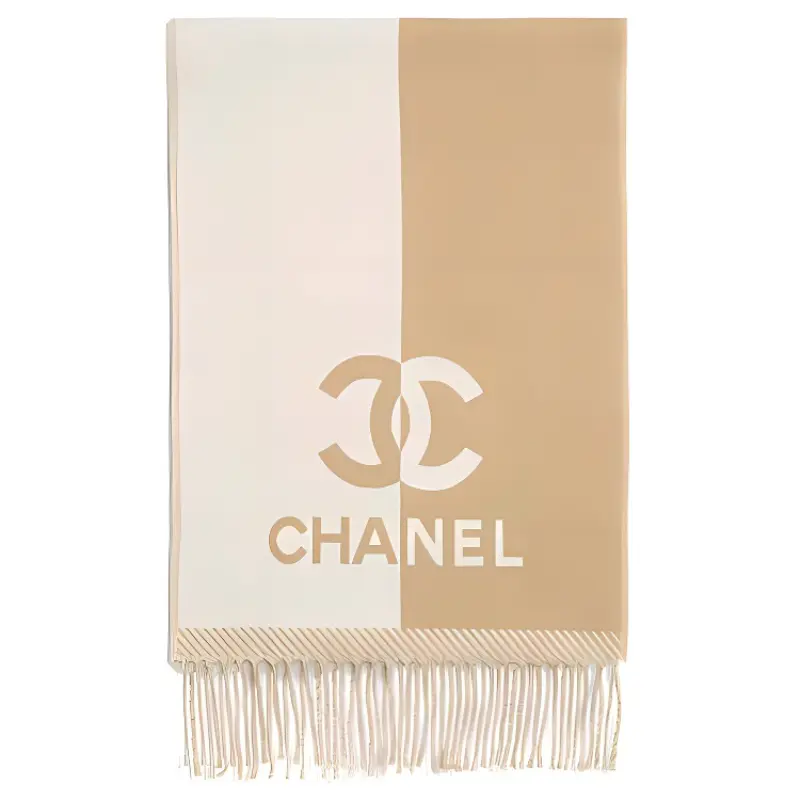 

CHANEL Шерстяной вязаный шарф женский коричневый, Brown