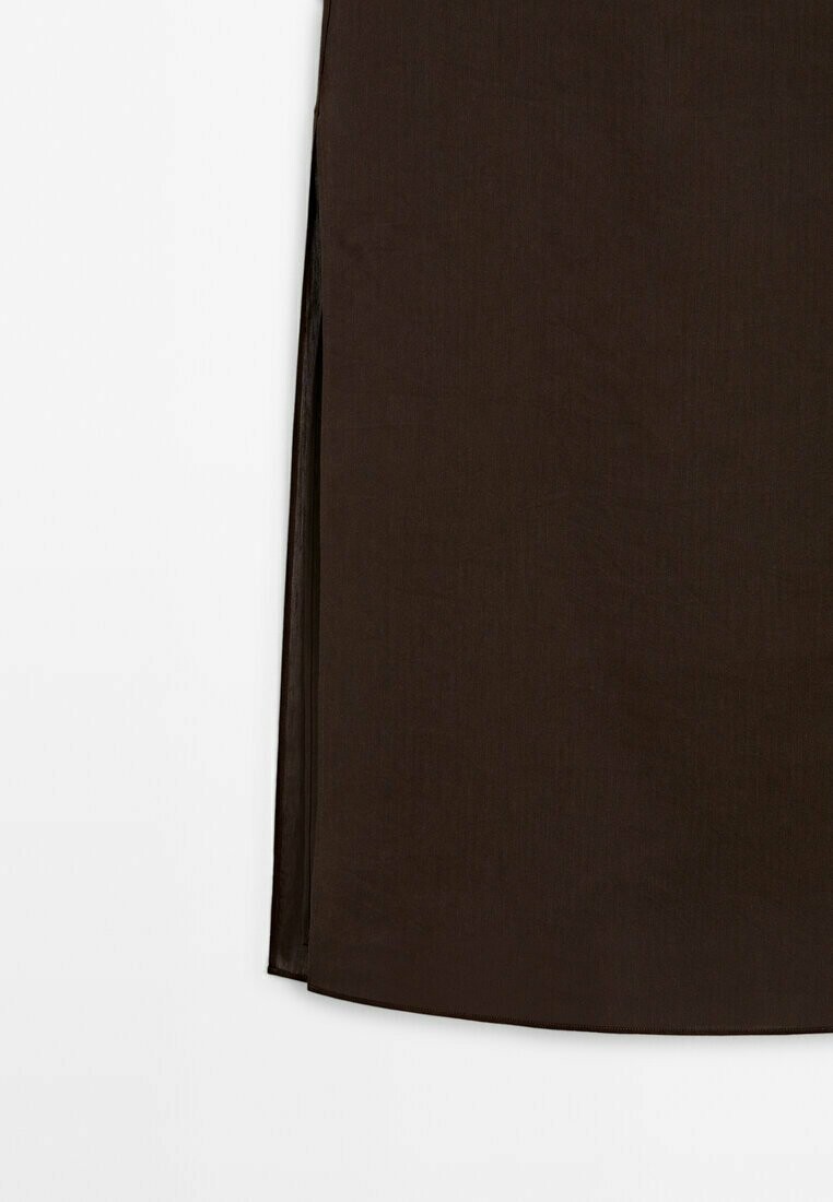 

Юбка А-силуэта MIDI WITH DRAWSTRING DETAIL Massimo Dutti, темно-коричневый
