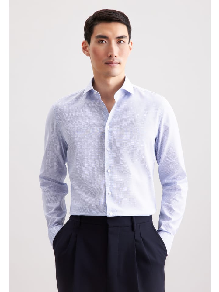 

Рубашка делового кроя среднего синего цвета Seidensticker