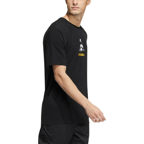 Футболка Men's adidas Cartoon Panda Printing Round Neck Casual Short Sleeve Black T-Shirt, мультиколор — фото 4