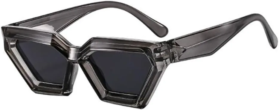 

Многоугольные солнцезащитные очки для путешествий в стиле панк-хип-хоп с защитой от УФ-излучения для мужчин и женщин sundry goods, Transparent Gray Frame Gray Flakes