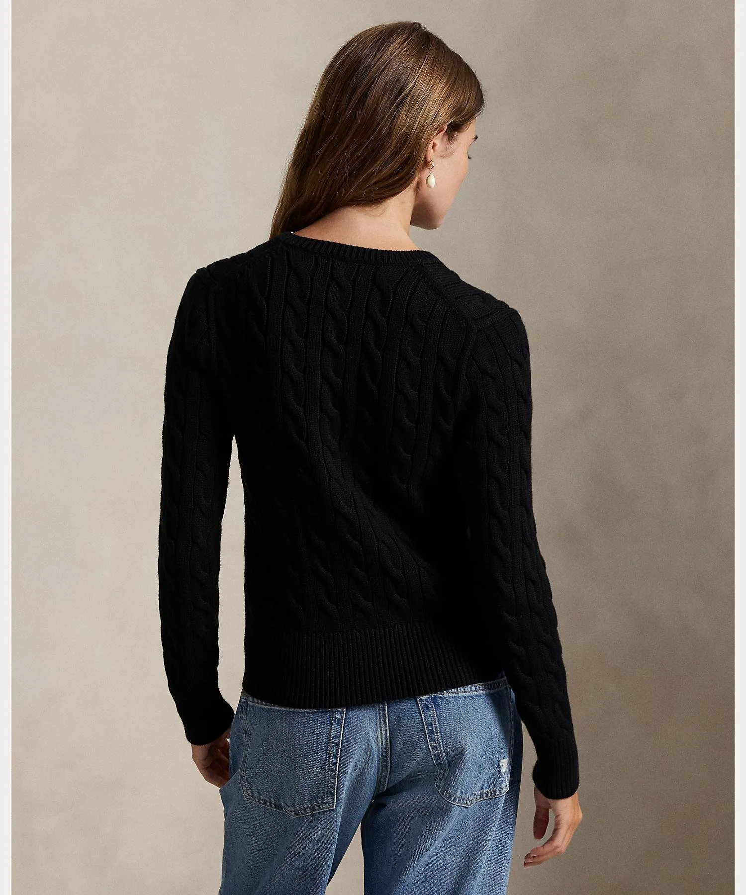 Хлопковый кардиган с круглым вырезом и косами. Polo Ralph Lauren, 001 Black — фото 4