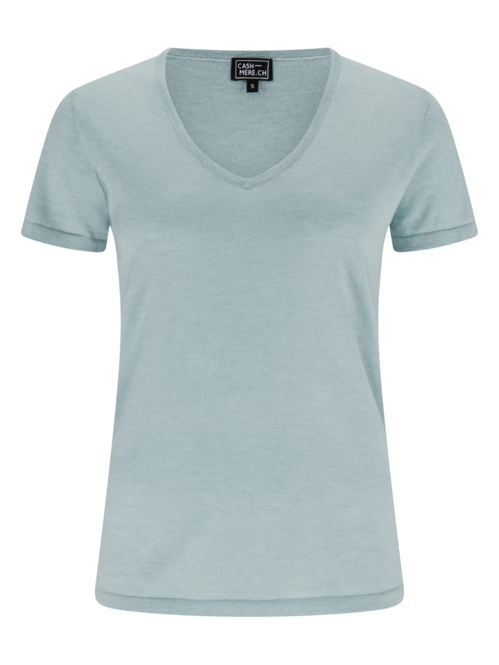 

Футболка с V-образным вырезом мятно-зеленого цвета CASH-MERE.CH, Зеленый, Футболка с V-образным вырезом мятно-зеленого цвета CASH-MERE.CH