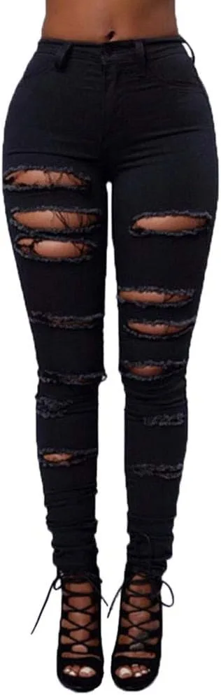 

Женские рваные джинсы Stretchy Ripped Distressed Straight Leg Boyfriend Skinny HOLATOK