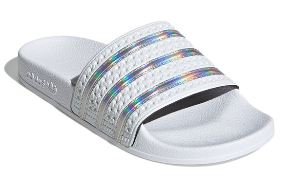 Тапочки adilette slide 'white iridescent' Adidas, белый — фото 4