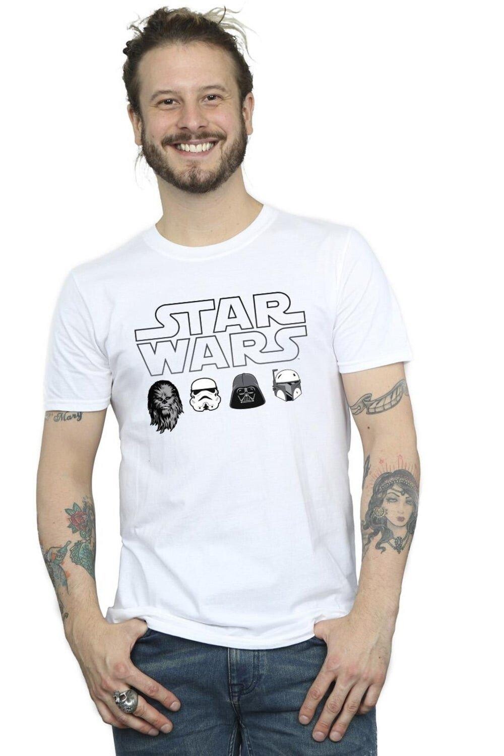 

Футболка с головами персонажей Star Wars, белый