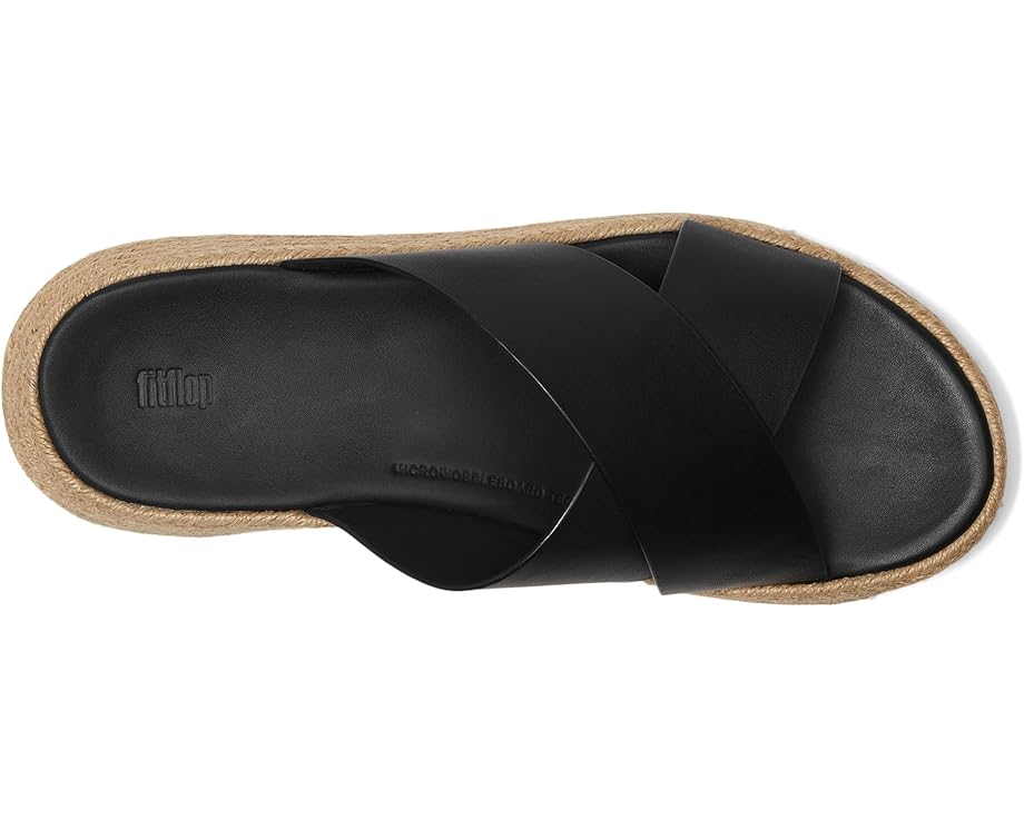 Сандалии FitFlop F-Mode Espadrille Leather Flatform Cross Slides, черный — фото 2