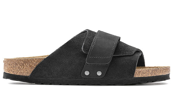 Тапочки kyoto nubuck-suede leather narrow fit sandals 'black' Birkenstock, черный — фото 2