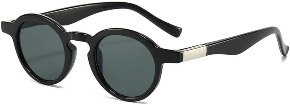 

Маленькие круглые двухцветные солнцезащитные очки для женщин в стиле ретро, ​​прозрачные, с защитой от УФ-излучения UV400, для мужчин в стиле панк LANGSER, Black Grey