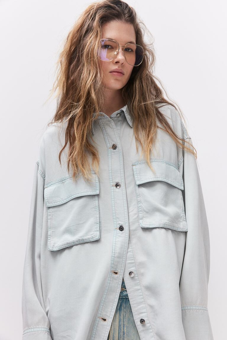 

Джинсовая блузка оверсайз H&M, синий