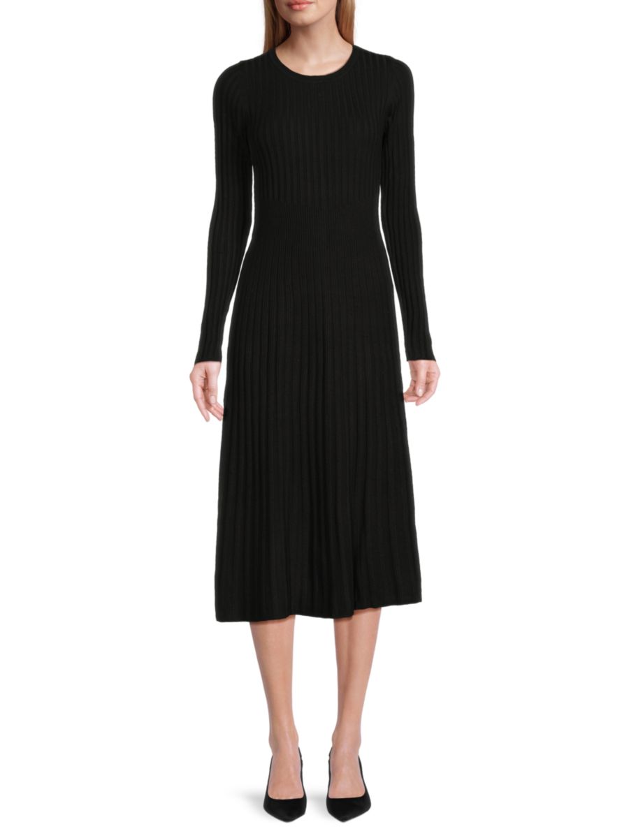 

Платье-свитер А-силуэта в рубчик Design History, черный