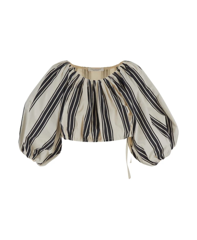 

Женская блузка с застежкой на пуговицы и короткими рукавами. Philosophy Di Lorenzo Serafini, мультиколор