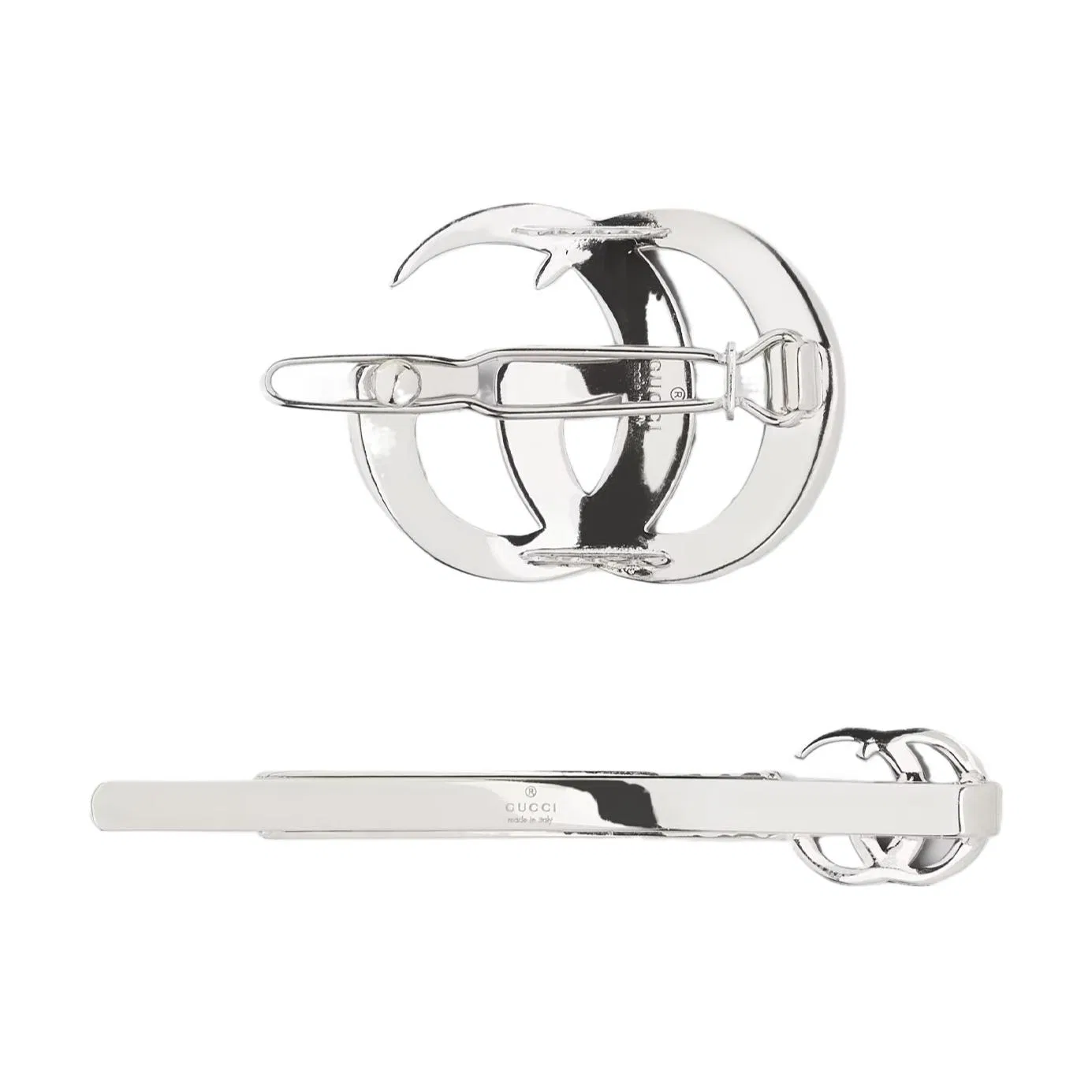 Заколка для волос Gucci Double G Hair Slide Set, серебристая — фото 2