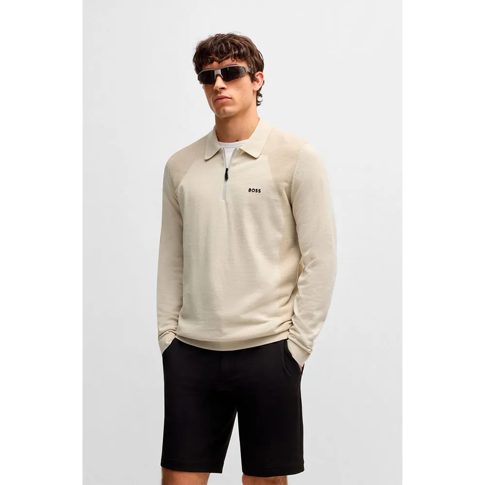 

Свитер BOSS Momentum Lite half zip, бежевый