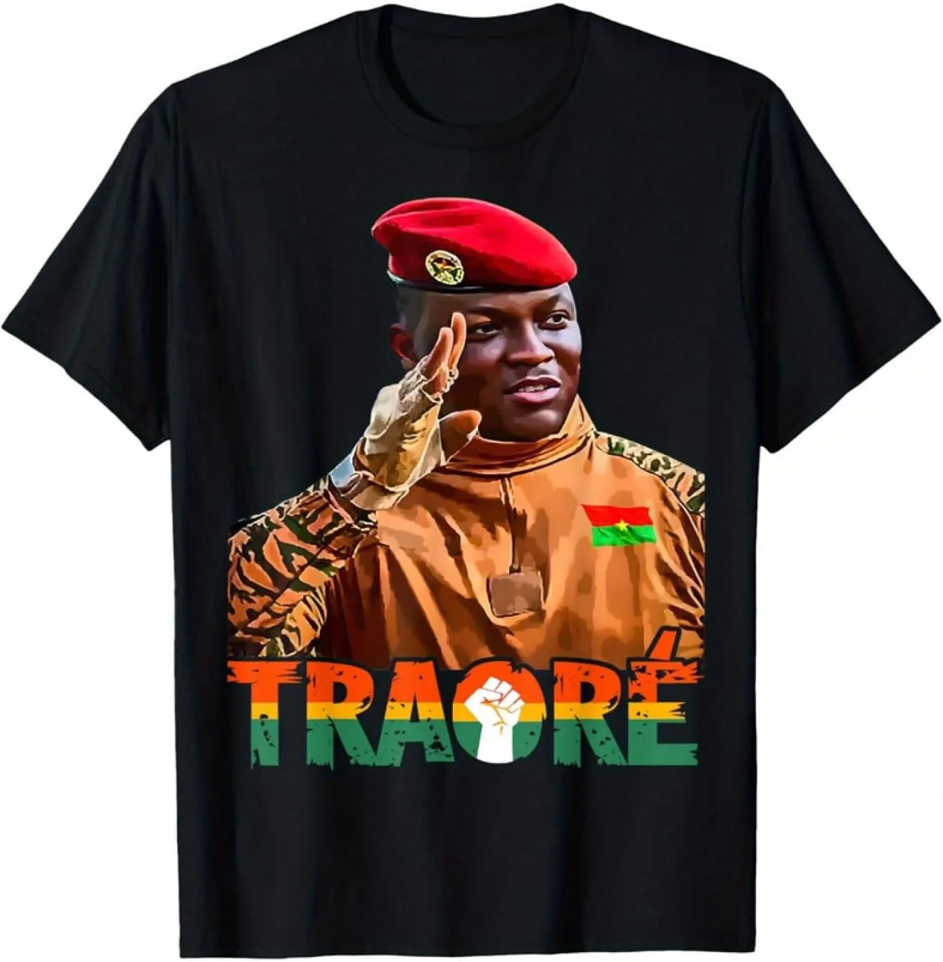 

Футболка мужская TRAORE Military Salute — тяжелый хлопок, черный NEKO MENA