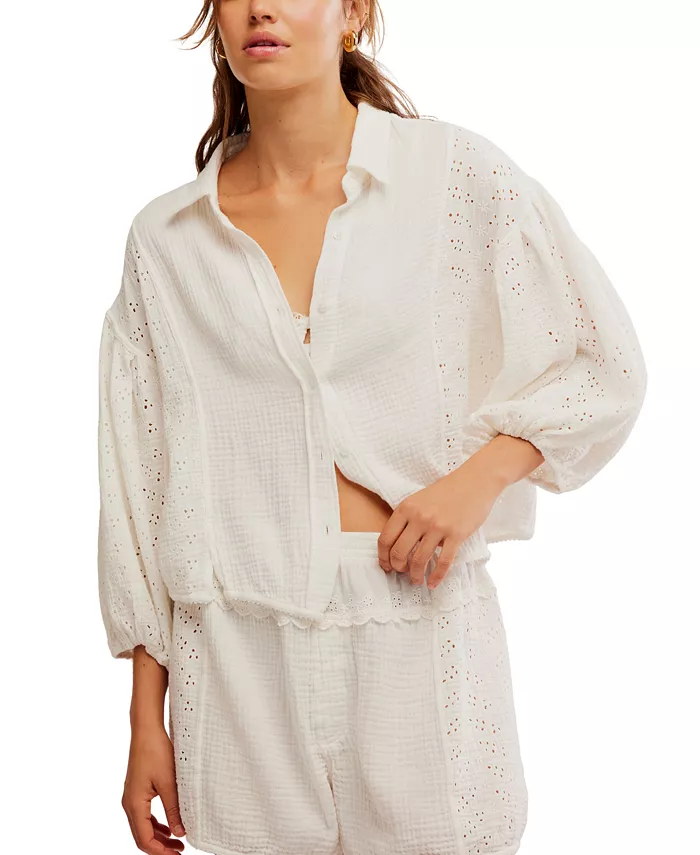 

Женская ночная сорочка Full Bloom с ажурными вставками Free People, коричневый/бежевый