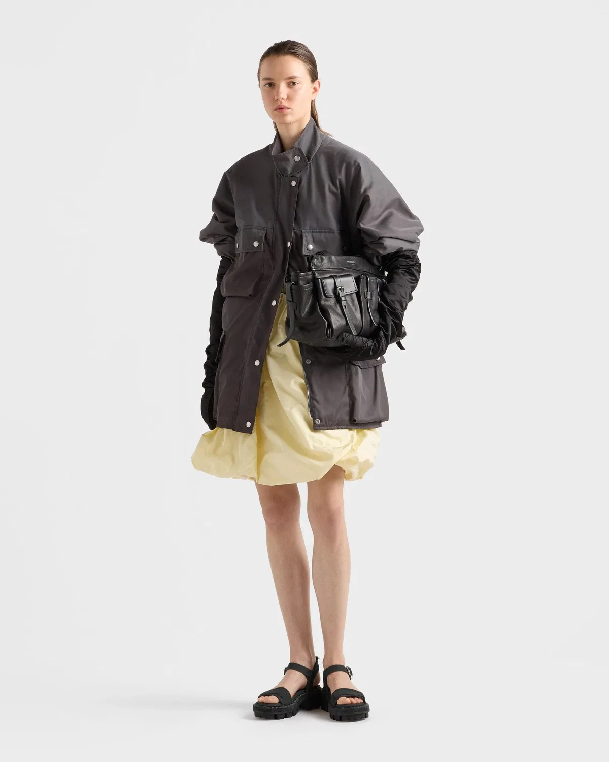 Дождевая куртка из выстиранного нейлона Re-Nylon Prada, серый — фото 2