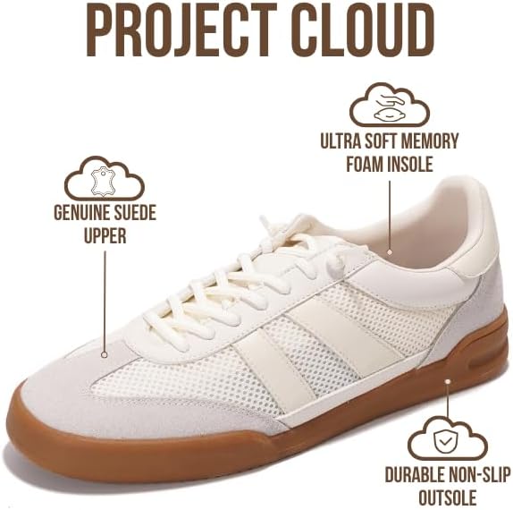 Мужские кроссовки Project Cloud - стелька из пены с эффектом памяти - легкие и нескользящие повседневные туфли на шнуровке для мужчин - мужская повседневная мода (HIS VERDY), белый — фото 2
