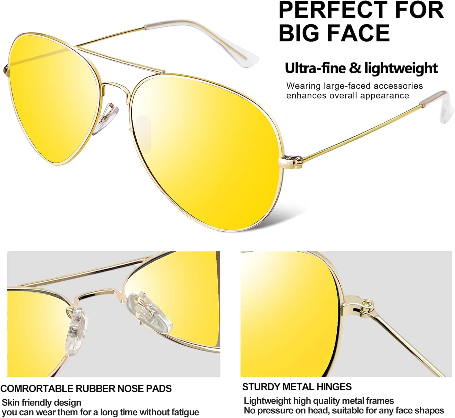 

Солнцезащитные очки Joopin Bulk Trendy Aviation с поляризацией и защитой от УФ-излучения, в стиле ретро, ​​стильные солнцезащитные очки, Yellow + Yellow + Yellow