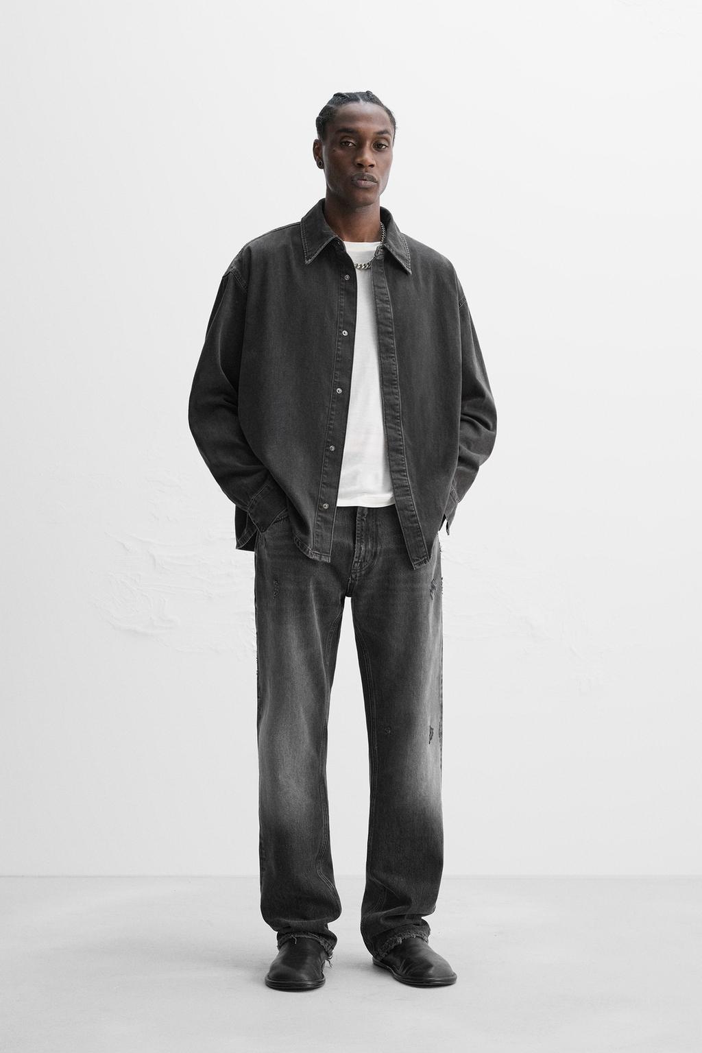 

Джинсовая рубашка ZARA, черный
