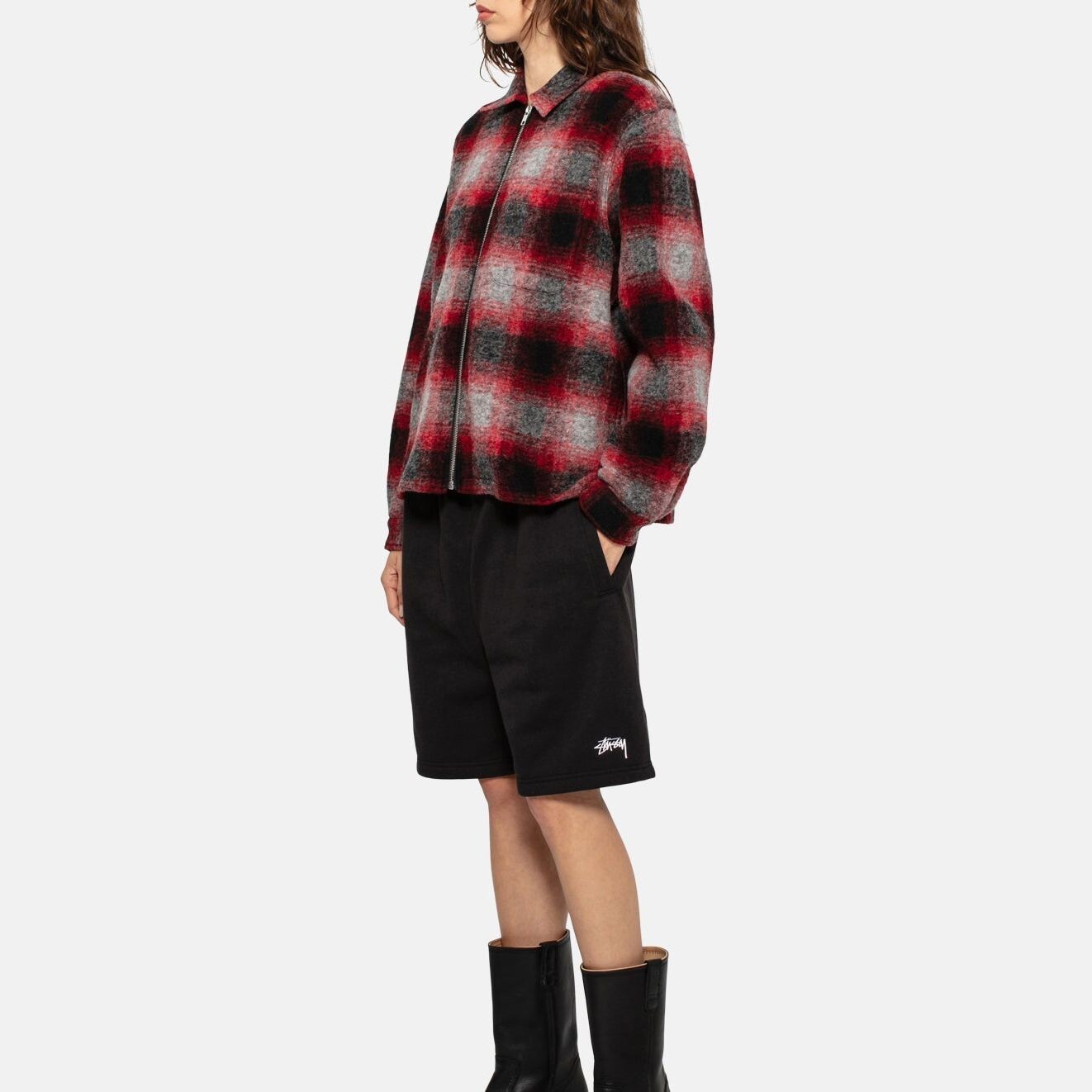 Куртка-рубашка Stüssy с клетчатым принтом Stussy, красный — фото 4