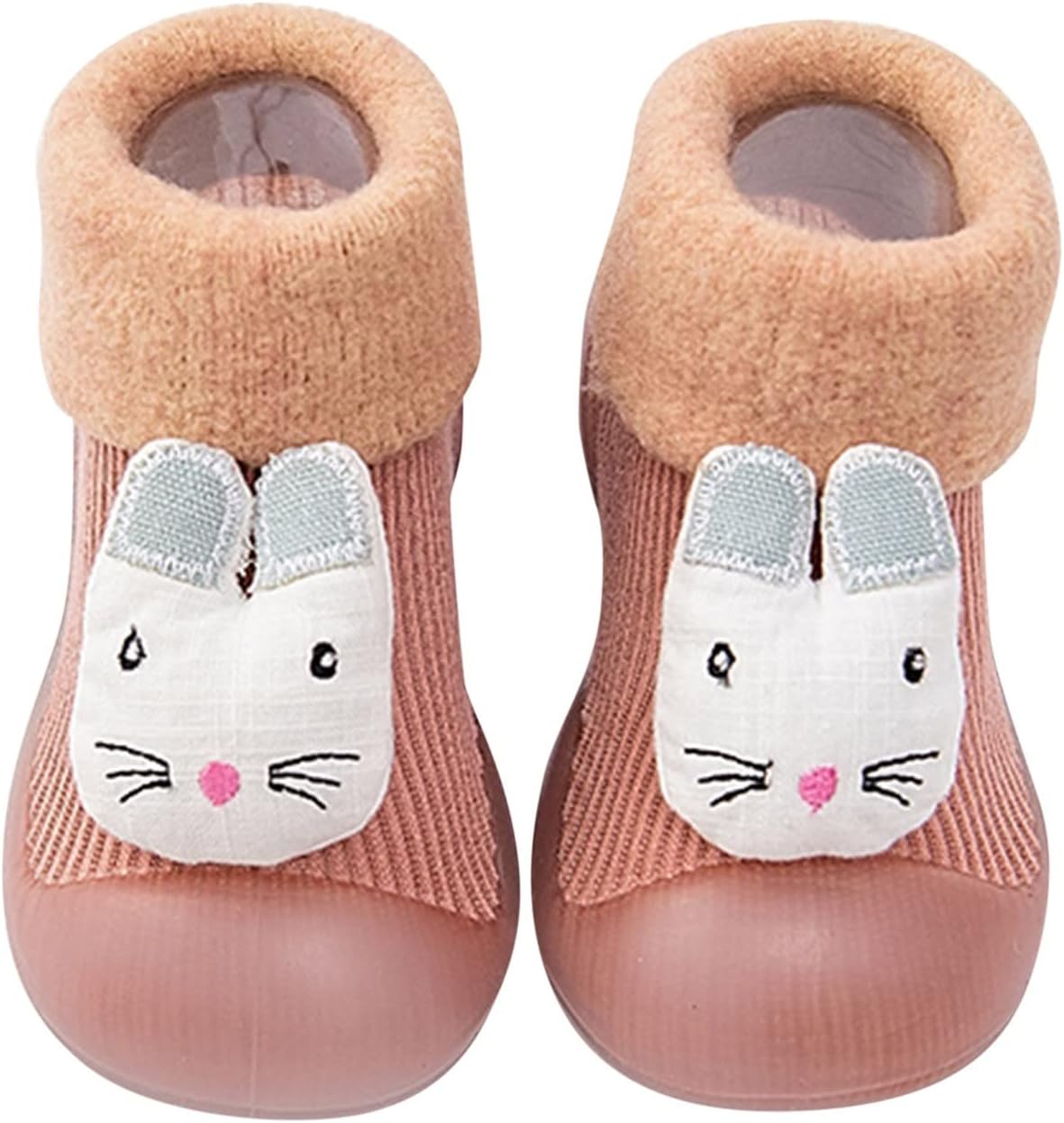 

Детские ботинки для малышей с животным принтом, милые флисовые ботинки с низким каблуком, нескользящие теплые ботильоны для первой зимней ходьбы Generic, Pink