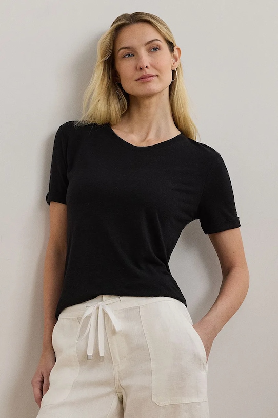 

Льняная футболка Lauren Ralph Lauren, черный