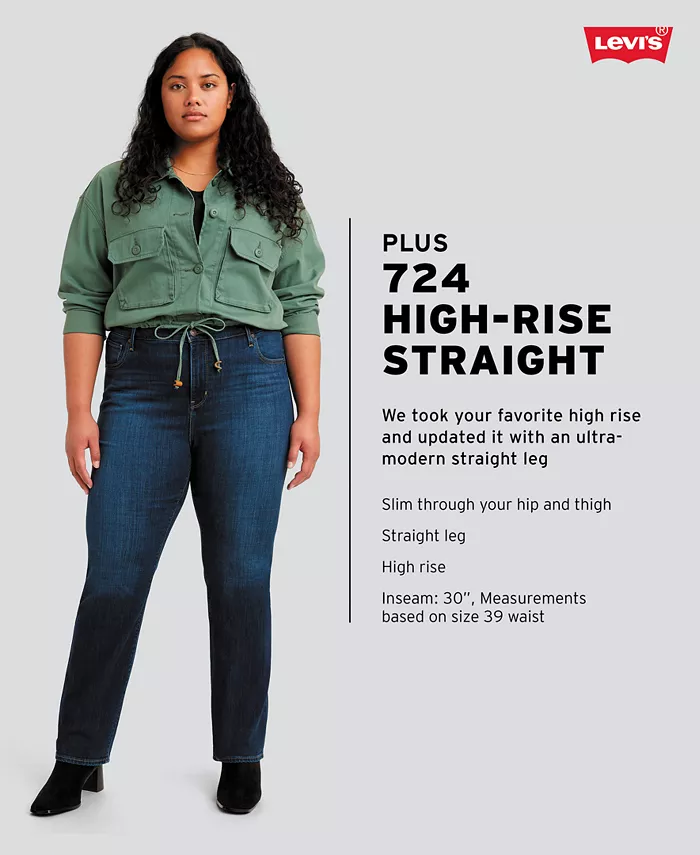 Модные джинсы прямого кроя с высокой посадкой 724 Plus Size Levi's, синий — фото 4