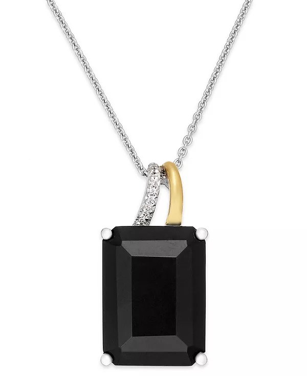 

Ожерелье с подвеской из оникса (10 карат) и бриллиантов, выполненное из стерлингового серебра и 14-каратного золота. Macy'S, onyx