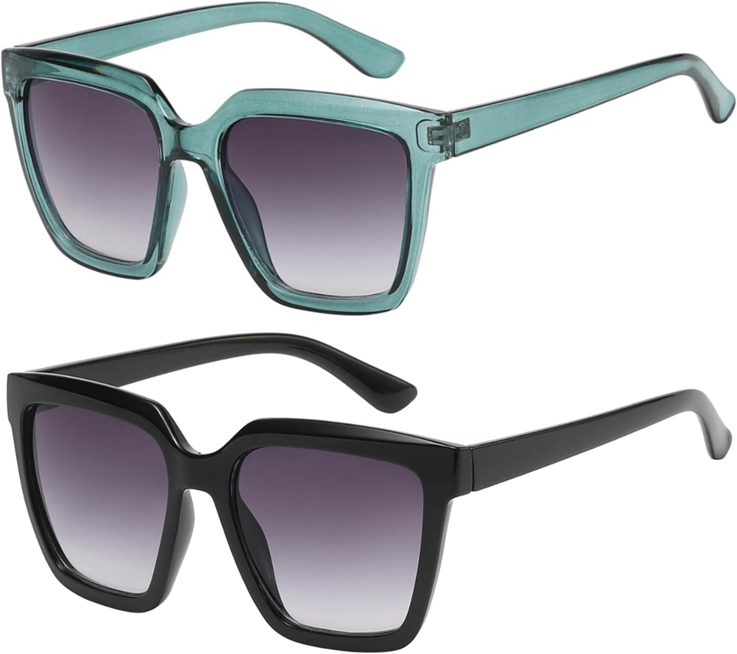 

Винтажные квадратные солнцезащитные очки OWL увеличенного размера для мужчин и женщин - оправа с роговым рисунком, защитные линзы, толстый пластик, стиль "кошачий глаз", Turquoise, Black