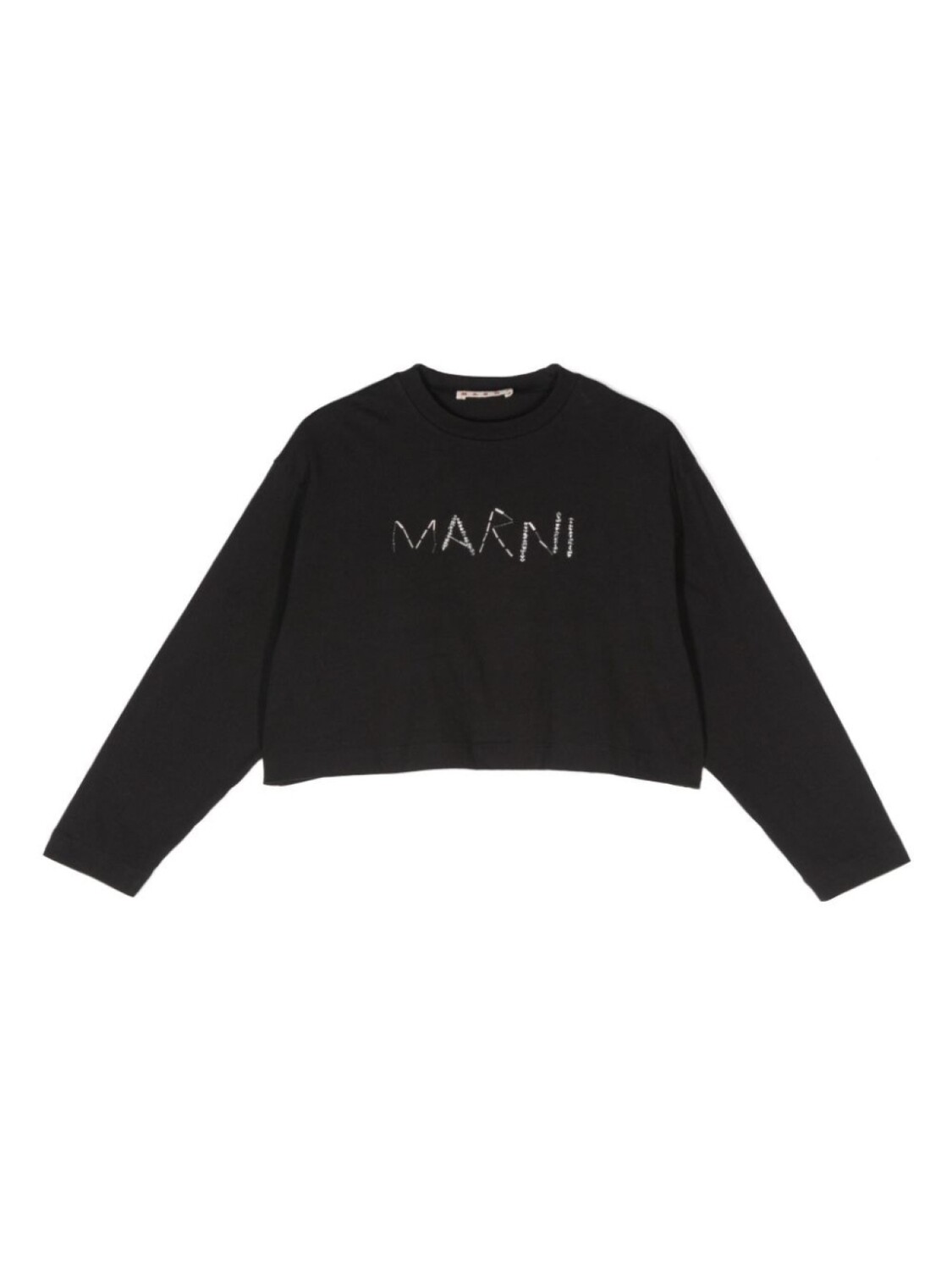 

Marni Kids футболка с логотипом из бисера, черный