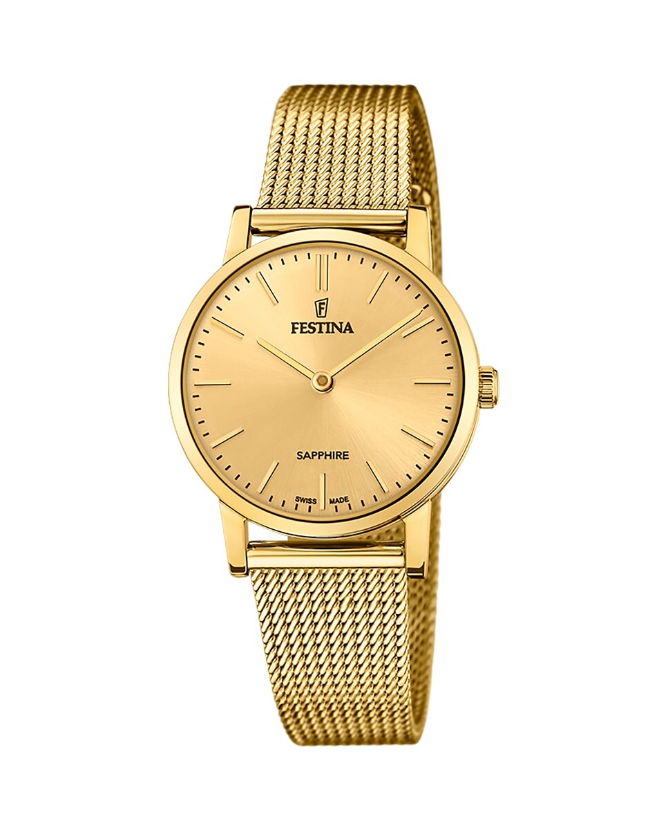 

Женские часы F20023/2 Swiss Made из золотой стали Festina, золотой