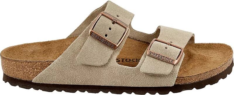 Женские замшевые сандалии Birkenstock Arizona, серо-коричневый