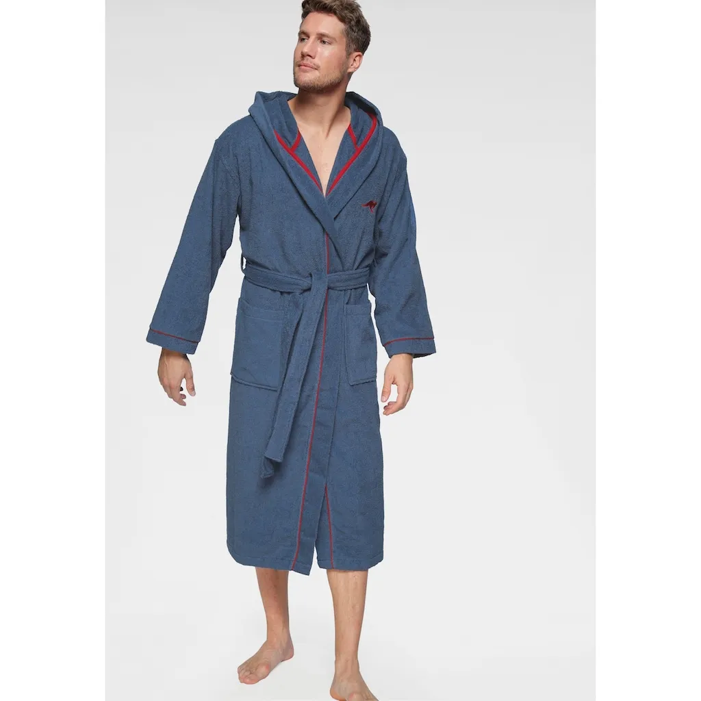 

Унисекс-халат Luke, идеальный для сауны и спа, гостиничный халат, утренний халат, 1 шт., для женщин и мужчин, халат с капюшоном и вышивкой логотипа, размеры S-2XL Kangaroos, Navy