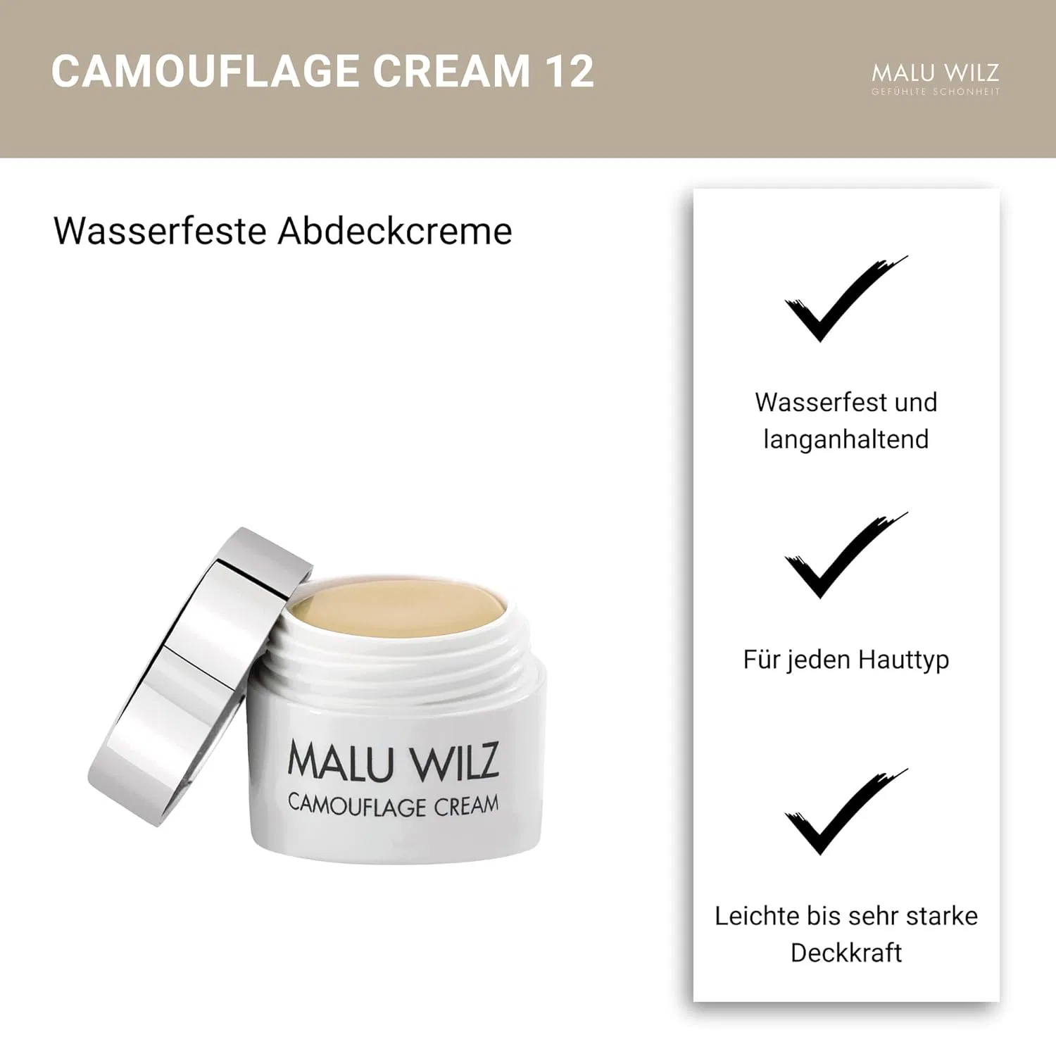 Маска для лица Malu Wilz — Камуфляжный «Camouflage Cream» №12 Light Olive Tree от, 5 г — фото 3