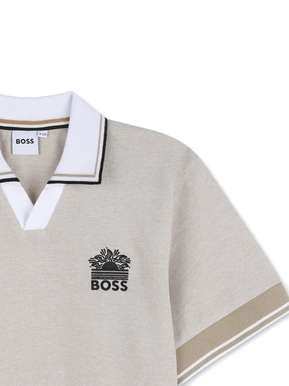 Топ с V-образным вырезом и короткими рукавами Boss Kidswear, бежевый — фото 3