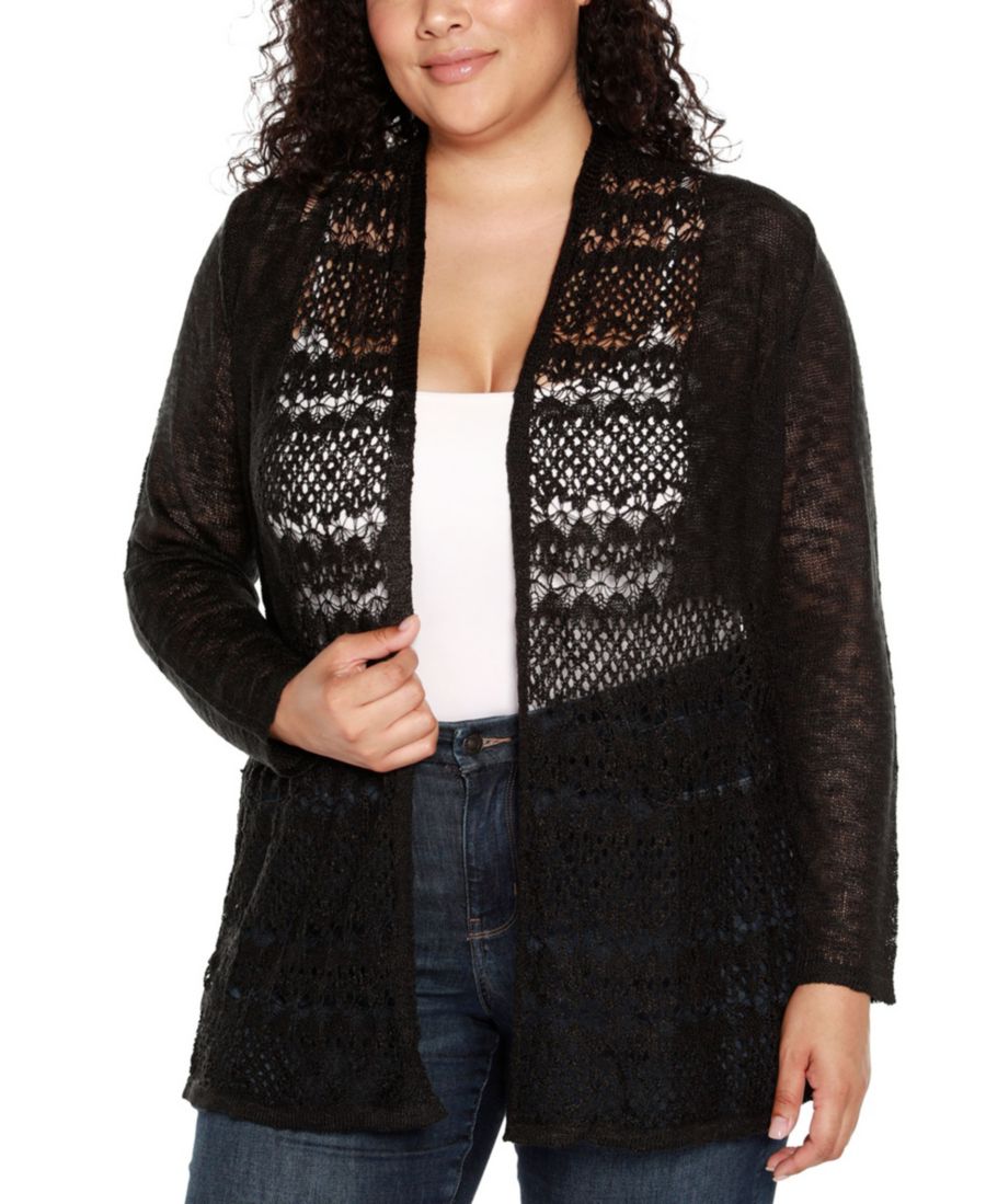 

Кардиган большого размера с открытым передом и ажурной отделкой Belldini, Black