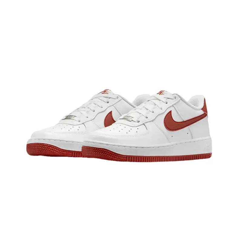 Кроссовки для скейтбординга Nike Air Force 1 противоскользящие износостойкие низкие детские белый/красный дракон — фото 3