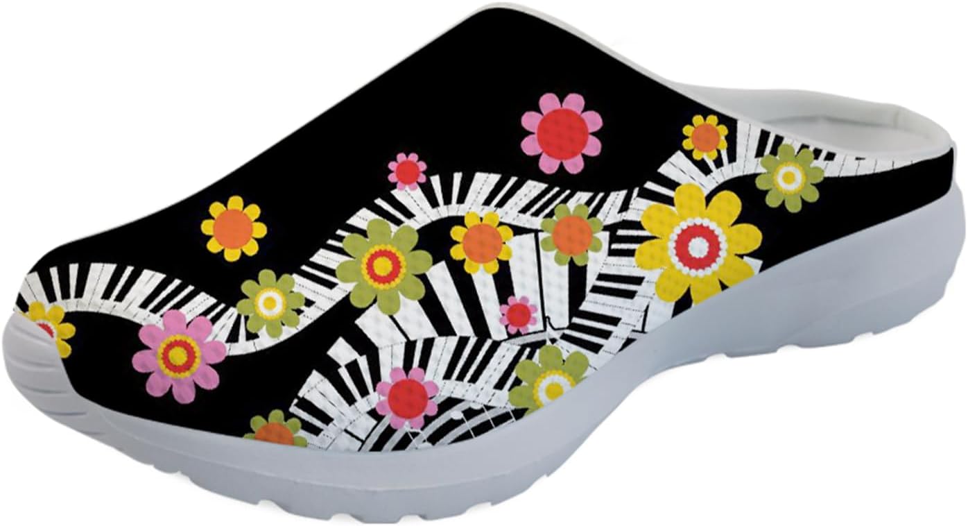 

Женские слипоны-мюли Forchrinse с милым Санта-Клаусом, мужские садовые сабо, сетчатые прогулочные туфли для повседневной носки, работы и спортзала, Floral Music Piano