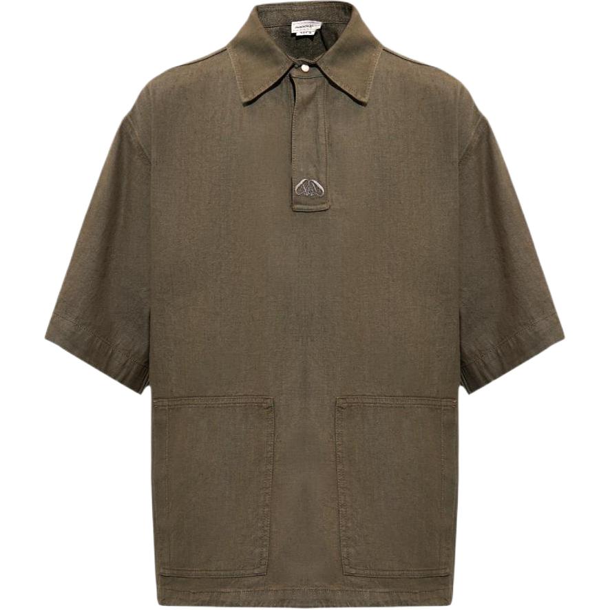 

Джинсовая рубашка-поло с короткими рукавами и вышитым логотипом Alexander McQueen, Umber