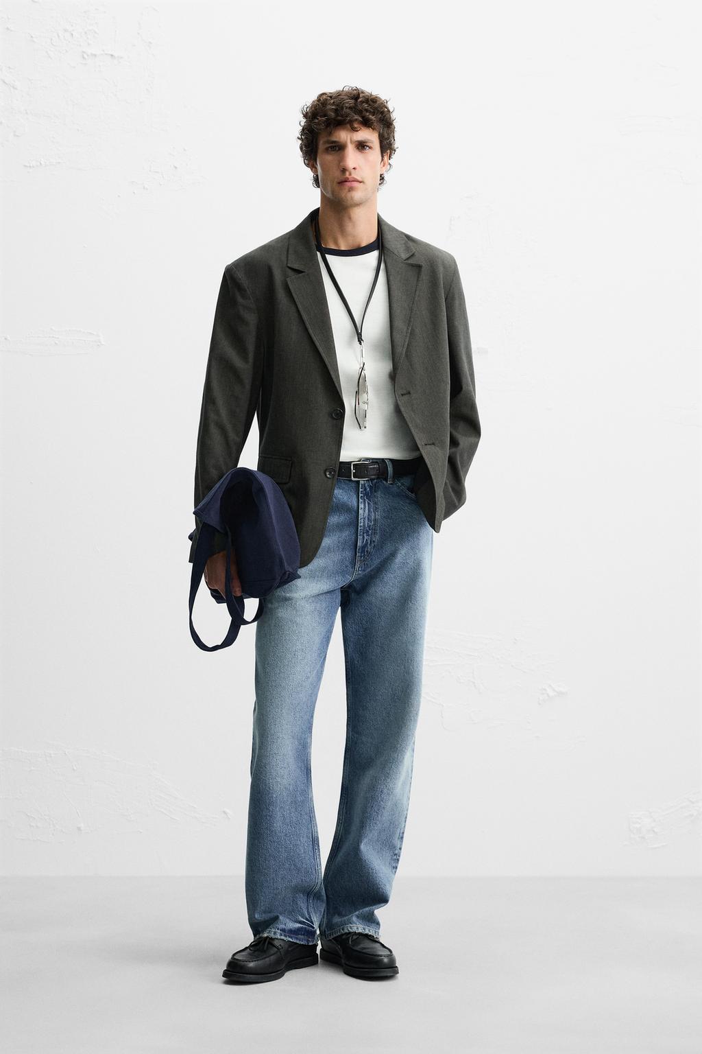 

Текстурированный блейзер ZARA, цвет Greenish