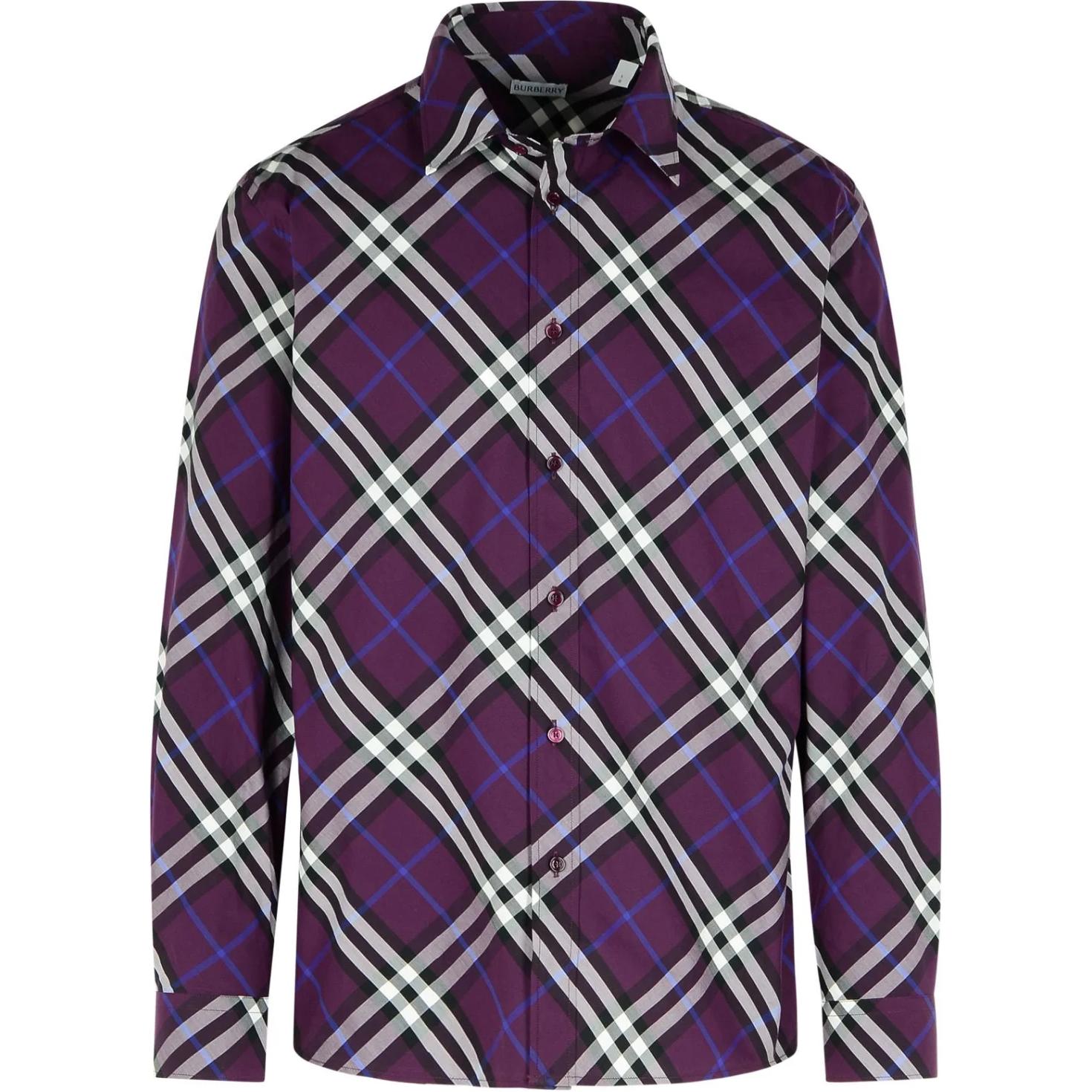 Приталенная рубашка с длинным рукавом Burberry, фиолетовый — фото 3