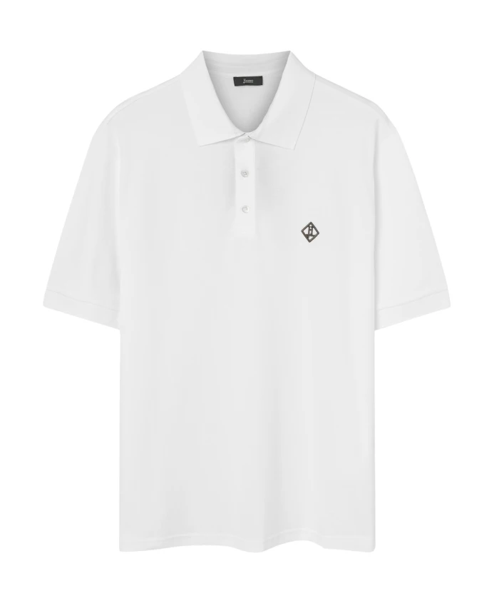 

Простая хлопковая рубашка-поло из пике Herno, белый